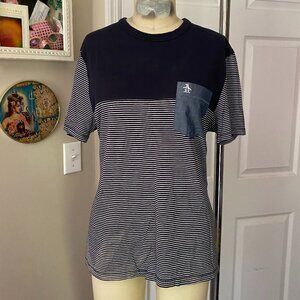 PENGUIN Munsingwear NAVY White Classic Pocket Nautical T-Shirt *MEDIUM*